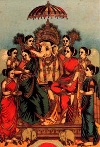 Raja Ravi Varma Ganesha with ashta siddhi